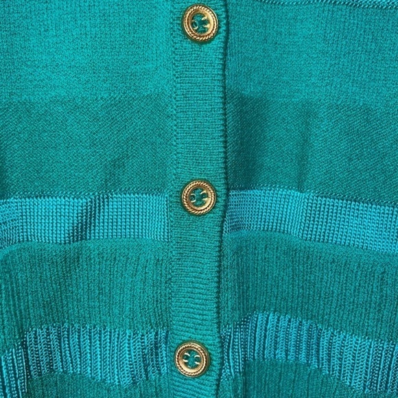 St John Cardigan Sweater Size S Button Front Wool Blend Green Striped Vtg Y2K - Picture 4 of 9